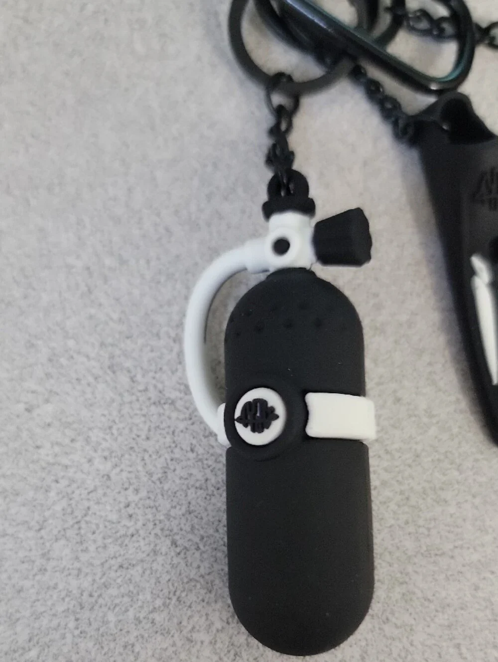 Black Silicone Dive-Keychain Set with White Accents